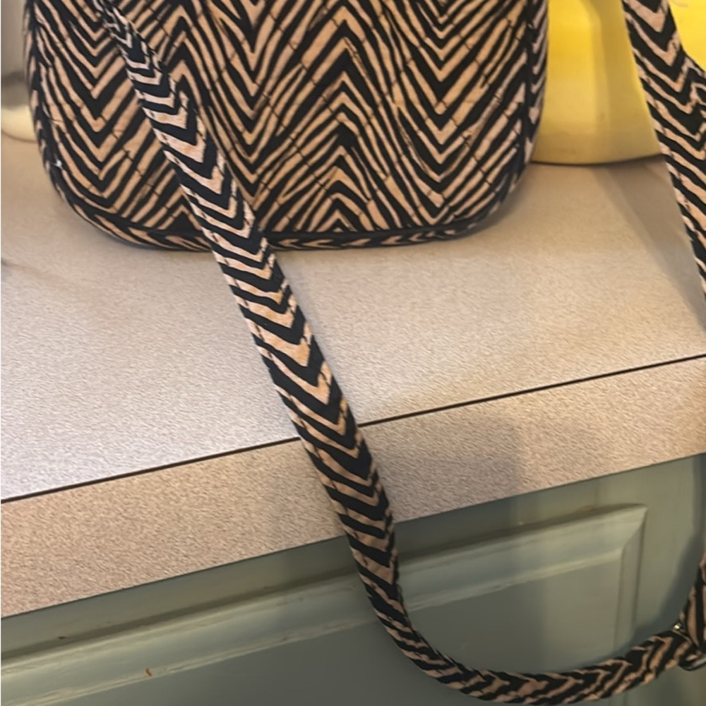 Vera Bradley Black and Cream Zebra-Print Crossbody